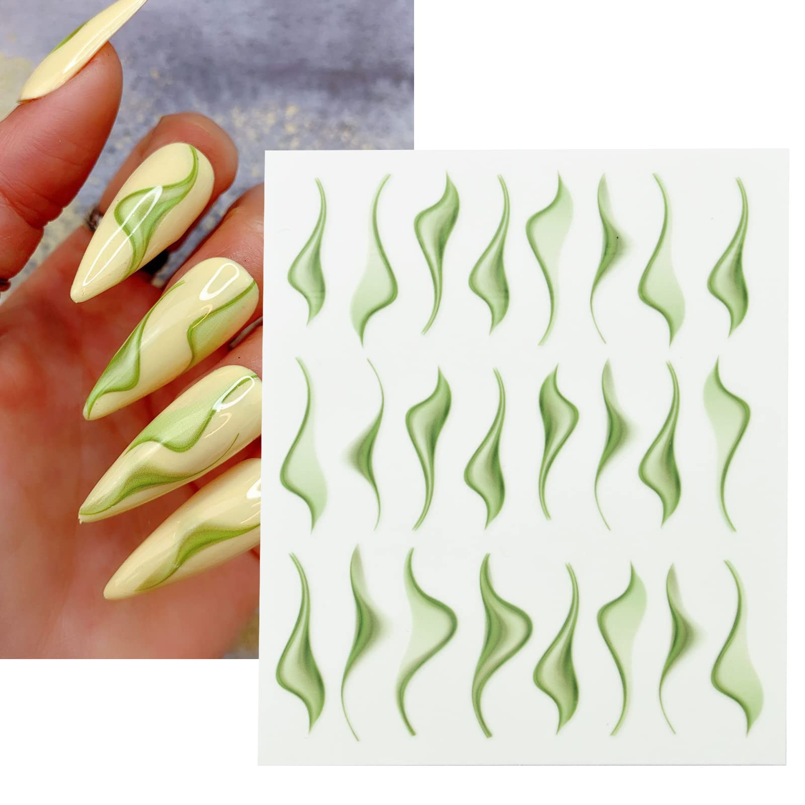 6 Sheets French Tip Lines Colorful Ribbon Nails Art Sticker Decals, 3D Self-Adhesive French Swirl Lines Nail Art Tattoo Stickers,Nail Art Supplies for DIY Nail Tips Decoration …