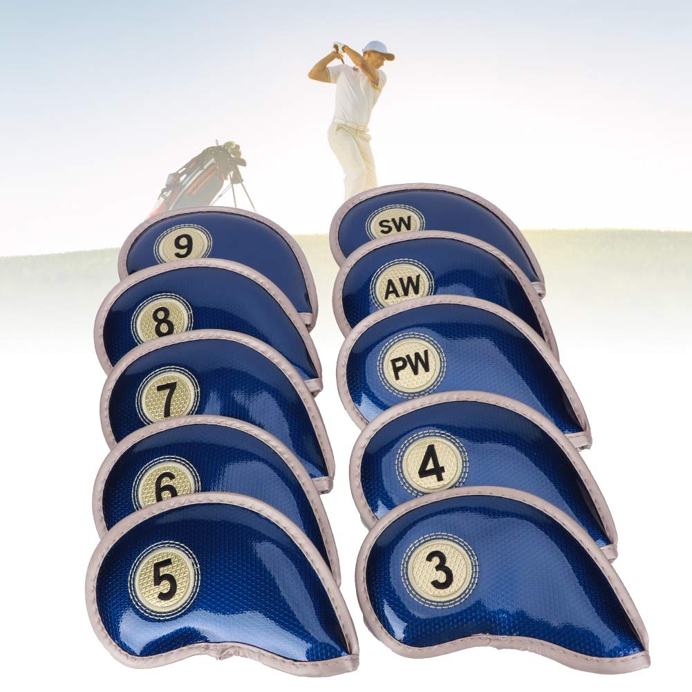 RiToEasysports Paquete de 10 Fundas para la Cabeza de Hierro para planchas de Golf, Fundas Protectoras Impermeables para la Cabeza del Club de Golf de Hierro PU