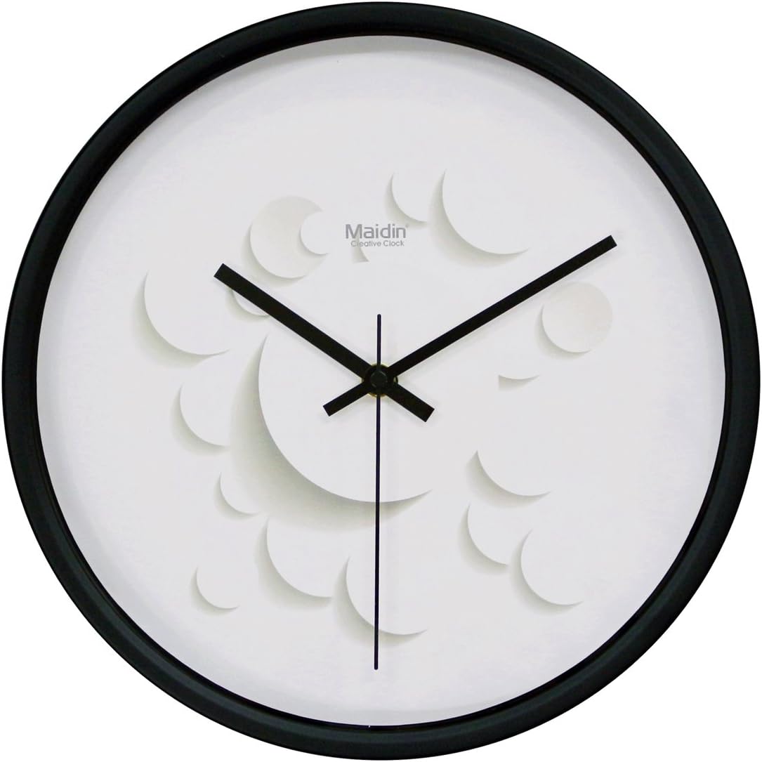 Maidin 12" Modern Non Ticking Silent Wall Clock - White Modern Circles