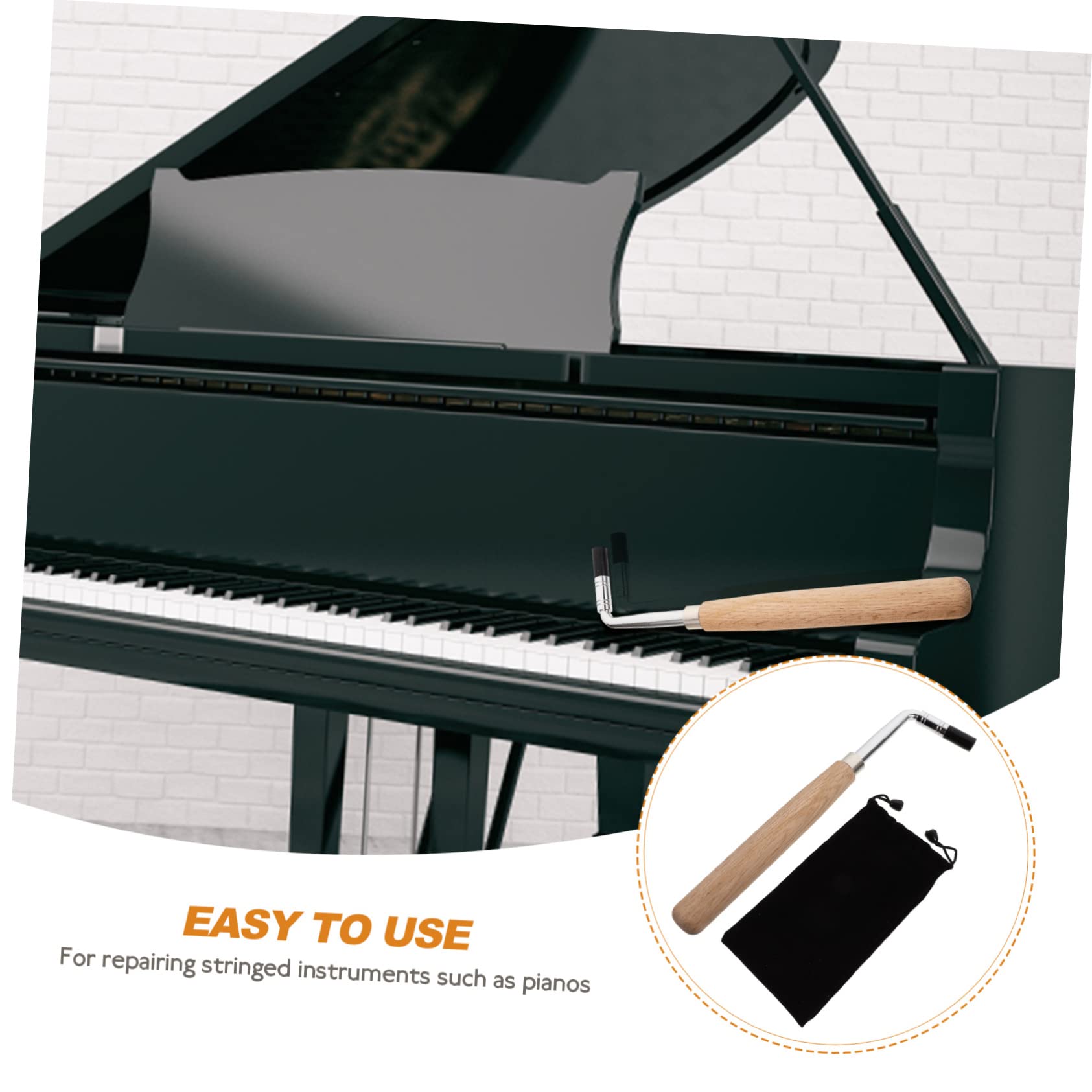 FRCOLOR Clé à Piano Manuelle en Métal Résistant, Outil de Réglage pour Piano et Instruments à Cordes, Accessoire Fiable pour Réglage Professionnel, Poignée Lisse Antirouille, Utilisation