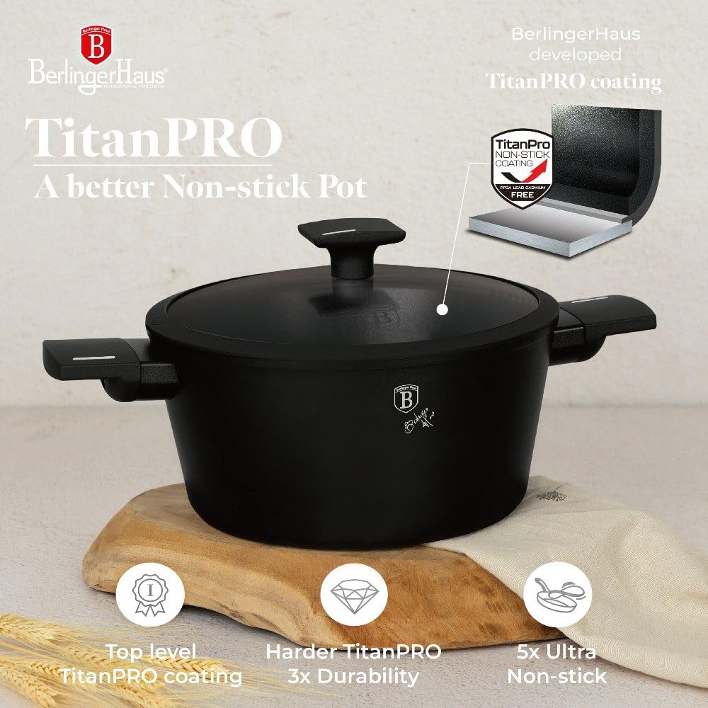 BERLINGER HAUS Braadpan met titanium coating en deksel 24 cm Taupe Collection | Efficiënt en stijlvol BERLINGER HAUS Braadpan met titanium coating en deksel 24 cm Taupe Collection | Efficiënt en stijlvol