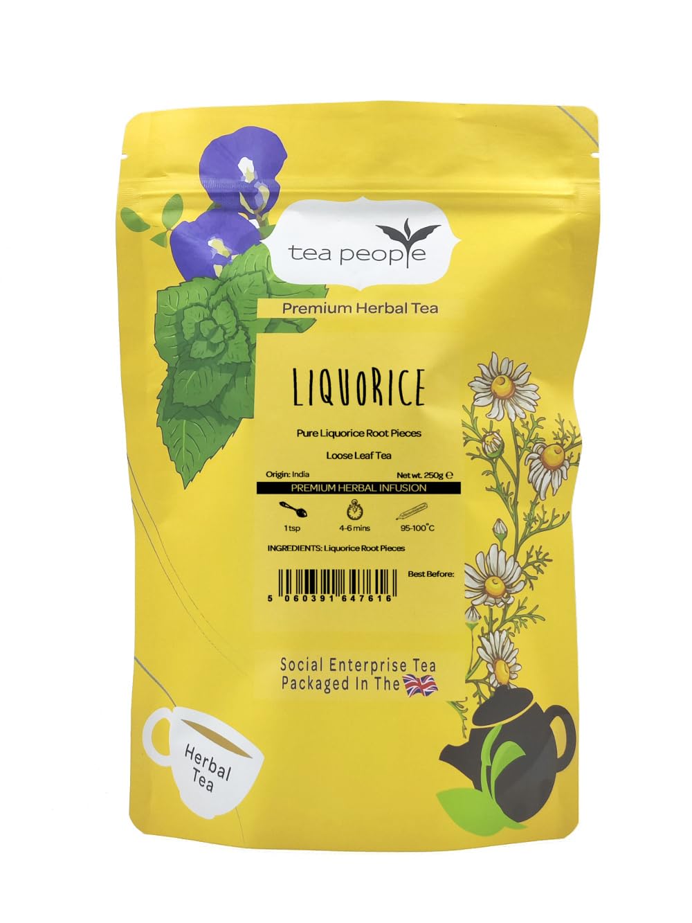 Tea People Liquorice – 250g Refill Pack (120 cups) – Caffeine Free Herbal Tea – 100% Natural
