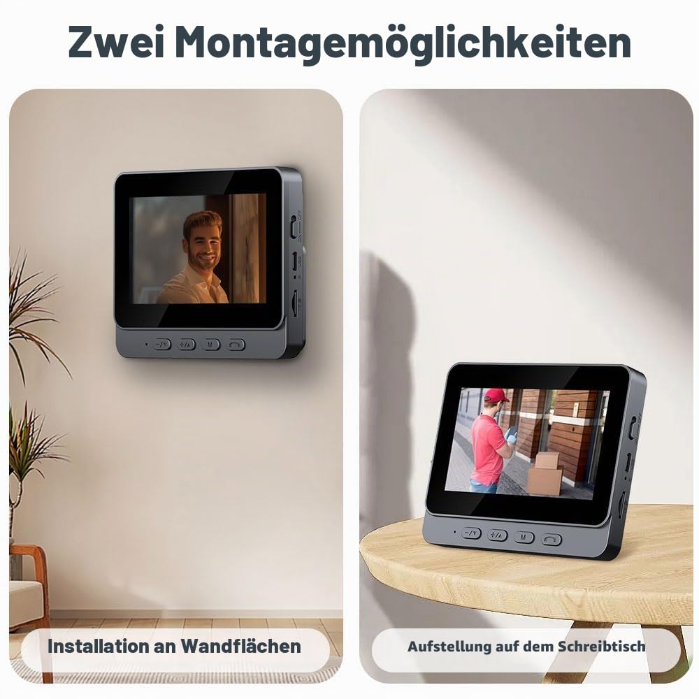 KEPEAK Video Türklingel mit Kamera – Türklingel Funk 4,3 Zoll Farbdisplay, 70° Weitwinkel, Nachtsicht, Zwei-Wege-Audio, 800mAh Akku – Kabellose Funkklingel ohne App & WLAN, einfache Montage