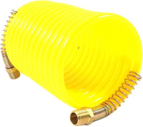 Miniatura 2 de Forney 75417 Manguera de aire de retroceso, nailon amarillo con accesorios NPT macho de 1/4 de pulgada, 1 extremo giratorio, 1/4 pulgadas por 12