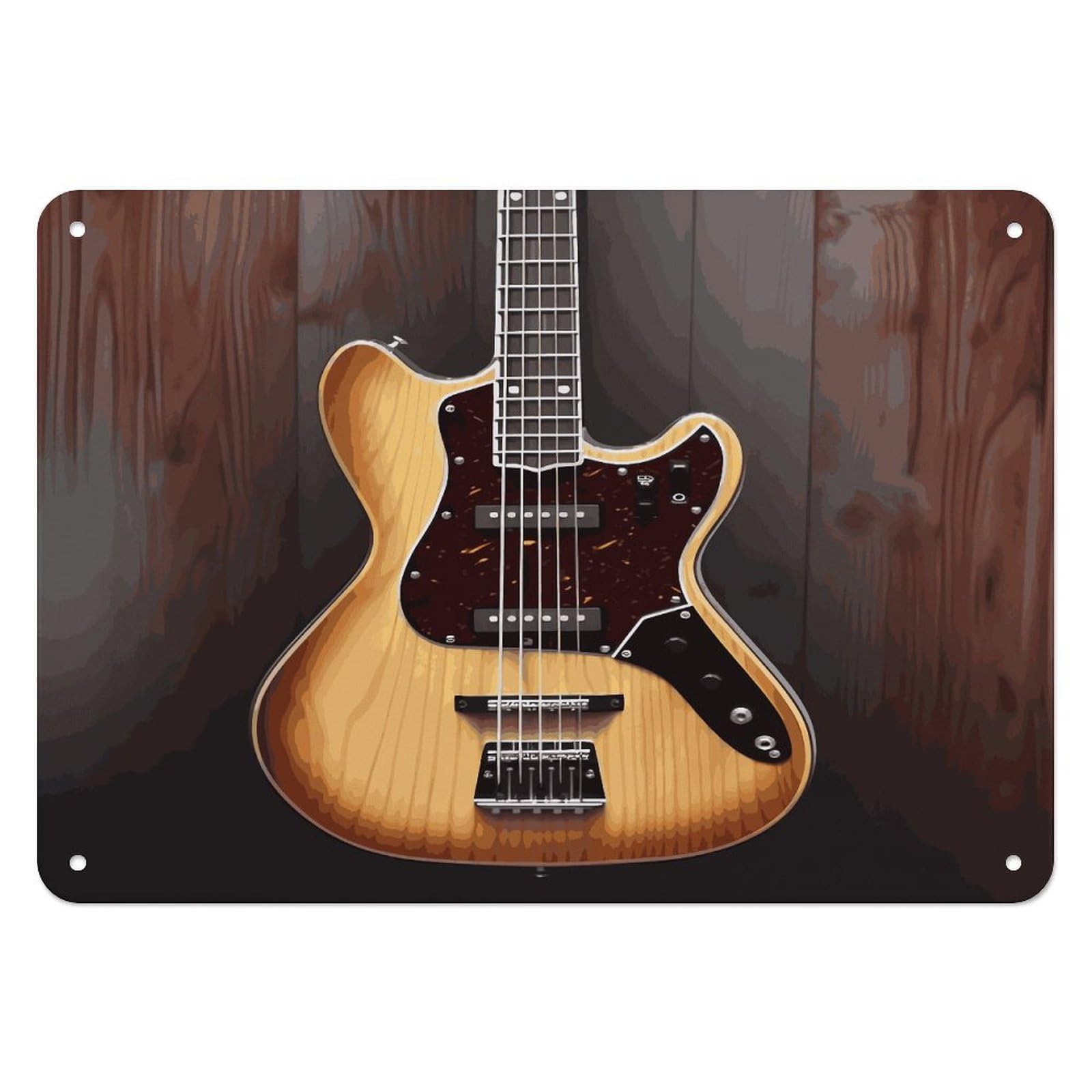 Btcowzrv Style Guitar Musical Instrument Metal Sign, 5.5" X 7.9" Tin Wall Decor, Wall Art Plaques For Home Wedding Decor Room Living Room Decoration