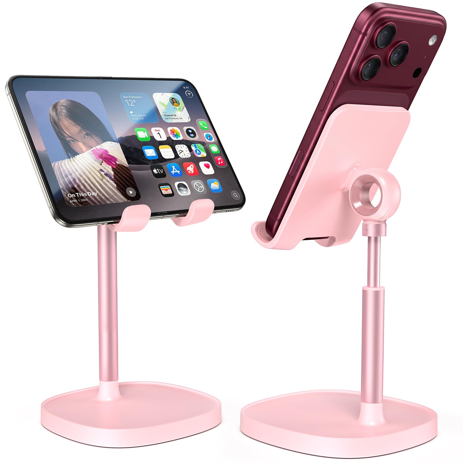 LISEN Desk Phone Stand Holder, iPhone Stand Pink Gifts for Women Girls