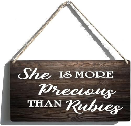 Sign Wall Art Definition Wooden Plaque She Is More Precious Than Rubies Wooden Signs Decor Wall Art Home Office Party Decor 6x12 Inch
