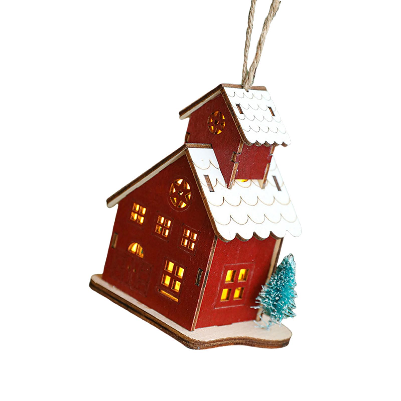 Elnwnnkc Festival Wood Christmas Ornament LED Light Christmas Cabin Miniature Holiday Scene Decors for Homes and Portable Village