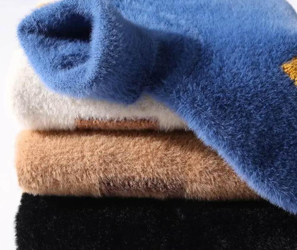 Męski Sweter Z Golfem - Męski Ciepły Sweter Miękki Pluszowy Sweter Z Długim Rękawem Sweter Z Dzianiny Futrzany Polar Codzienny Kolorowy Wzór W Jodełkę, Blue, XXL