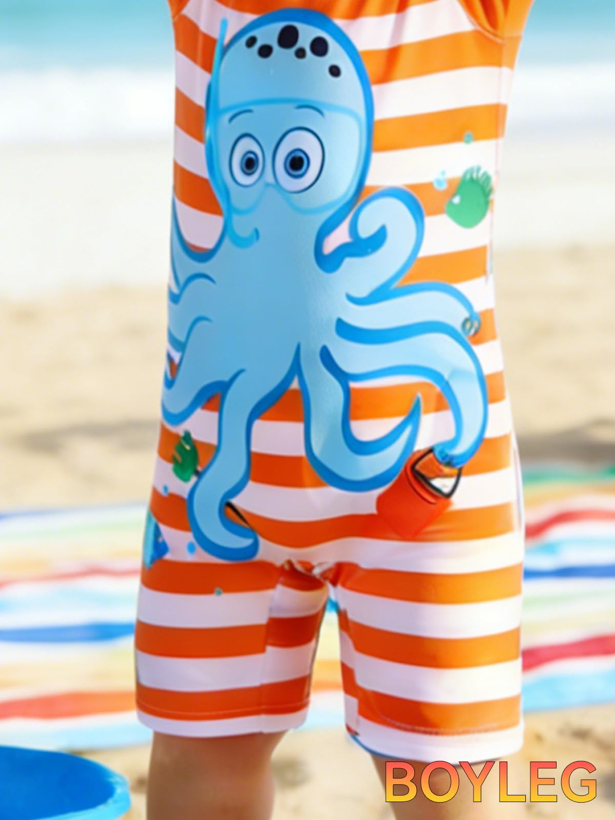 JiAmy Bañador Bebé Niño/Niña UV Manga Larga - Estampado Pulpo Rayas, Cremallera Trasera, Unisex 12-36 Meses