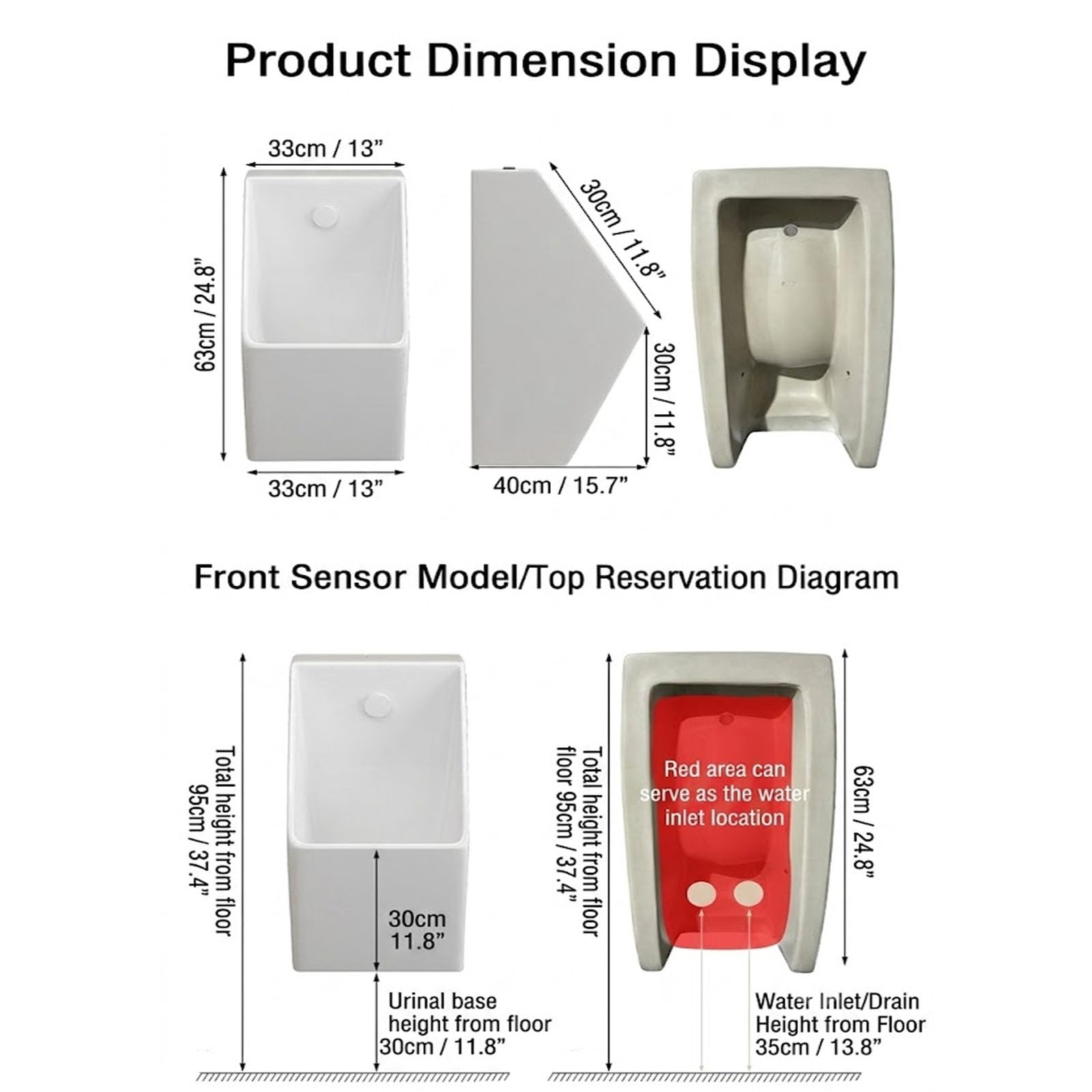 Orinario de Cerámica para Hombre Urinario Automático con Sensor para Baño | Comercial, Hotel, Restaurante, Oficina, Colegio y Baño Público, Diseño Compacto para Ahorro de Espacio