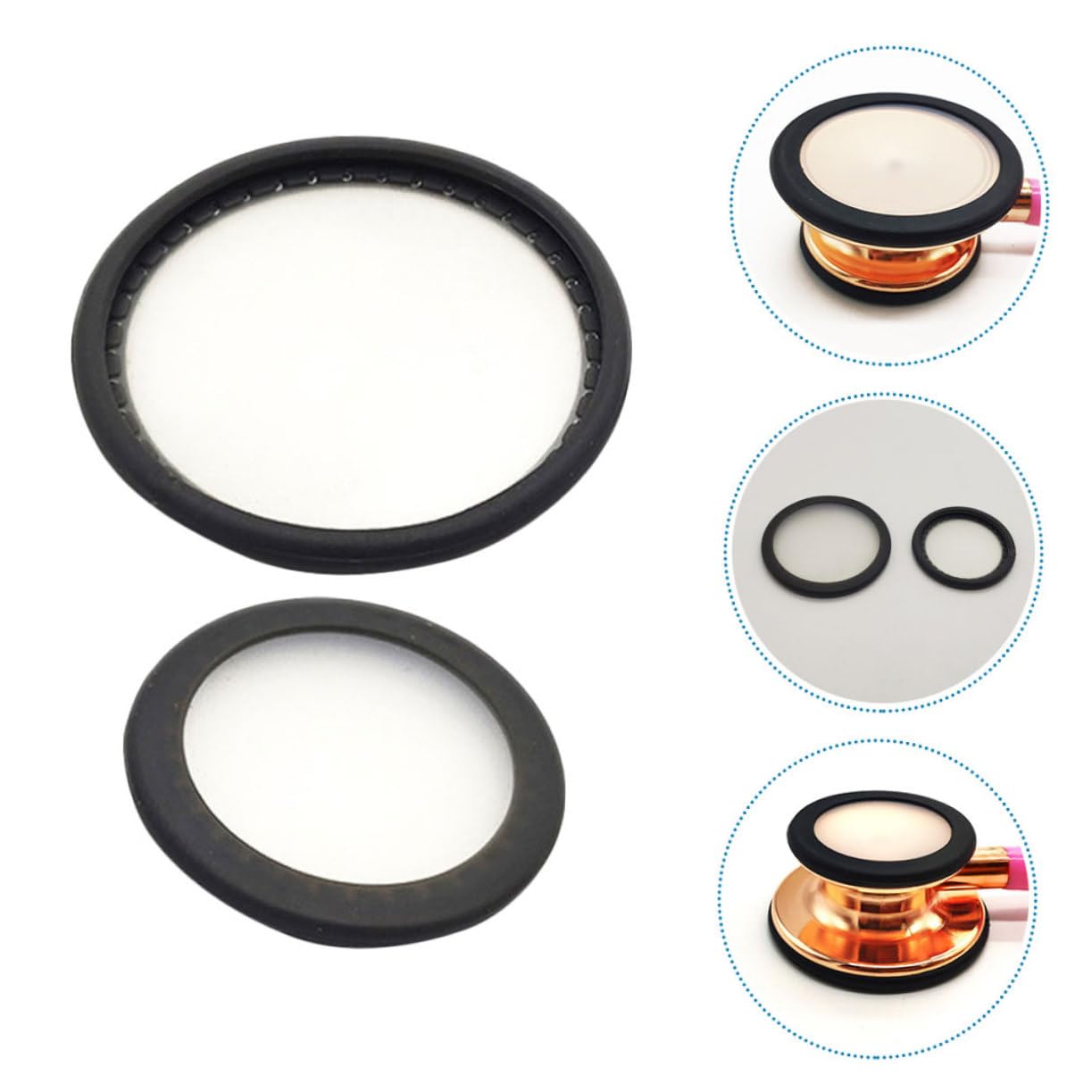 8 Sätze Stethoskopmembran Glocke Für Zubehör Teile -zwerchfellersatz Kardiologie Ersatzmembran Für -membranabdeckung Black Pvc