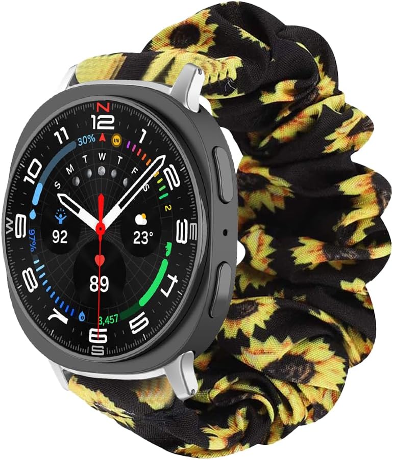 5-Pack Scrunchie Bands Compatible with Samsung Galaxy Watch 8 40mm 44mm/Watch 8 Classic Band, Soft Elastic Fabric Wristband Strap, Pattern Replacement Bracelet for Women Girls image 2