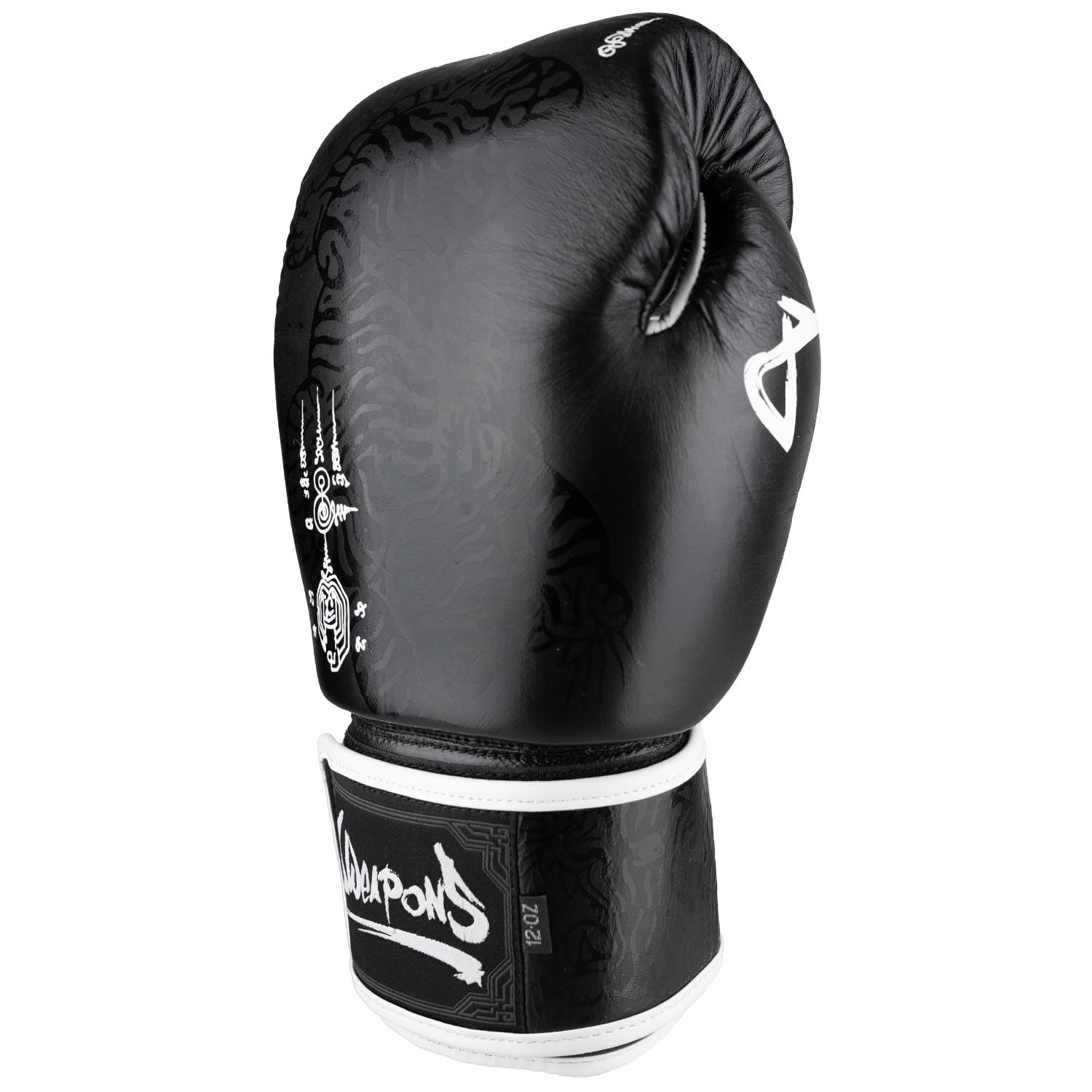 Weapons - 8 guanti da boxe Sak Yant Big Tiger, nero opaco