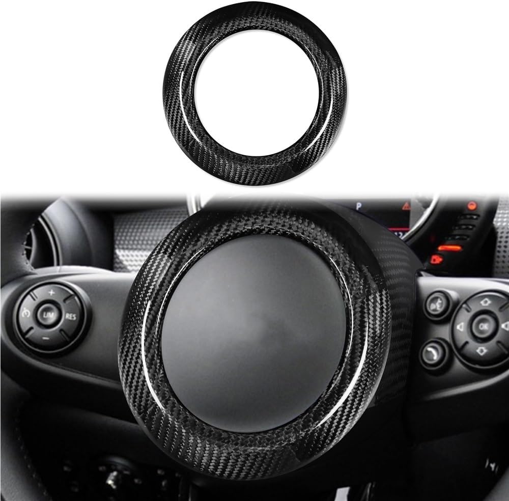 1pcs Car Real Carbon Fiber Interior Steering Wheel Cover Decoration Compatible with MINI F54 F55 F56 F57 F60 Car Accessories Lightweight Accessories