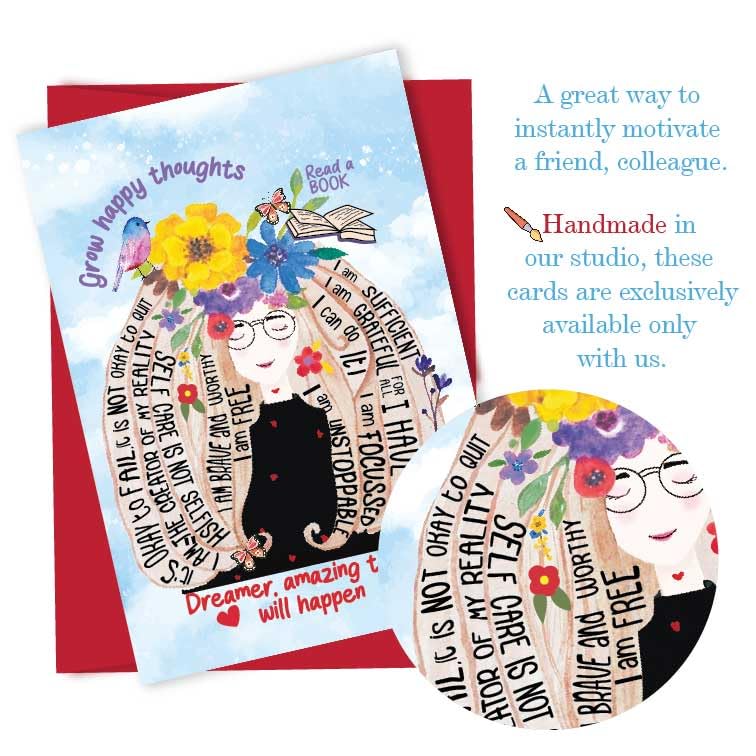 Image of anujarusiya Affirmation Greeting Cards Set of 5 with Envelopes | Inspirational & Encouragement Cards with Watercolor Artwork | Premium Textured Paper | Blank Inside | Friendship, Appreciation & Positive Notes for any occassion | 4.1 inchX5.8 inch