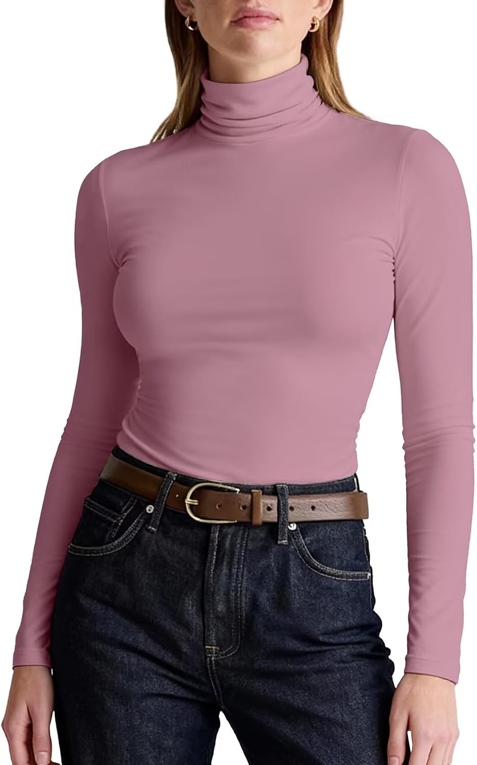 Zengjo Womens Turtleneck Long Sleeve Shirts Fitted Thermal Base Layer Top for Cold Weather