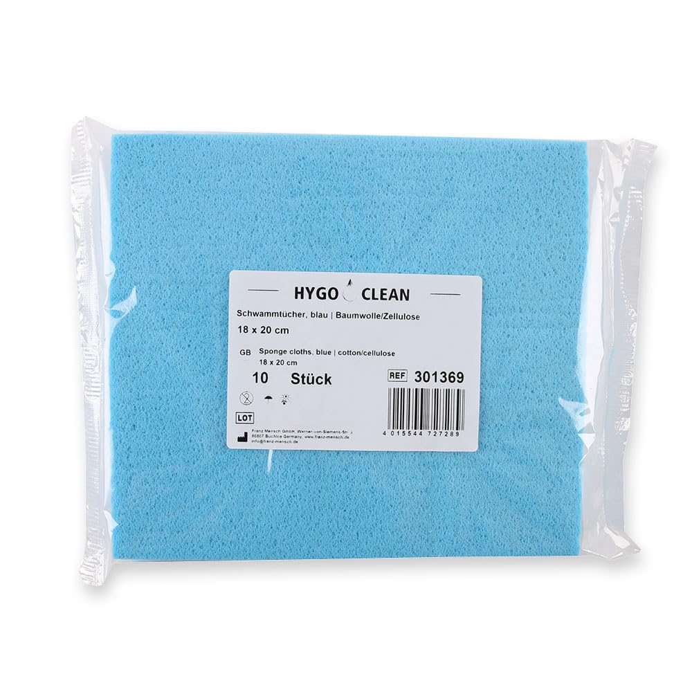160 Stück Hygoclean Schwammtücher | Baumwolle/Zellulose, blau, L: 18cm, B: 20cm, Reinigungstücher, Putztücher, Schwammtücher