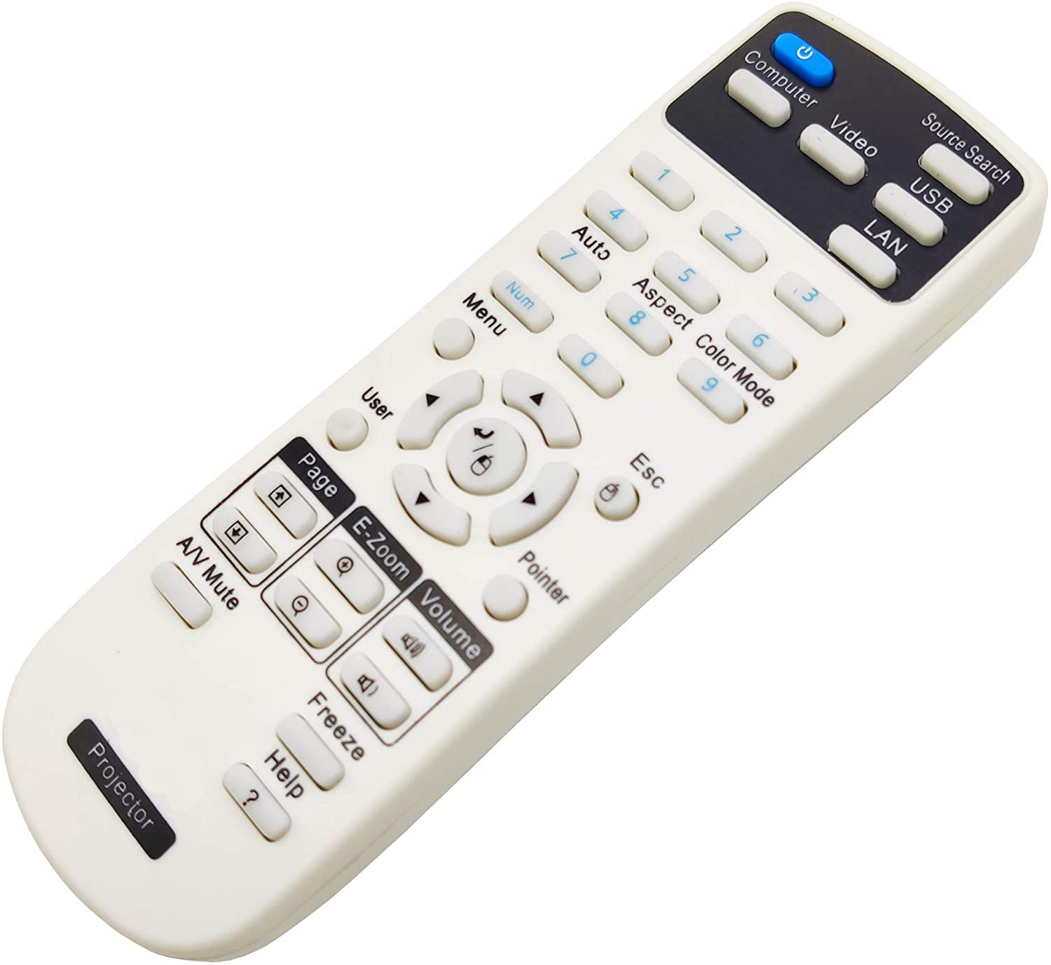 E-WORLD Universal Remote Control Fit for Epson Projector Pro EX7260 EX9210 EX9220 Home Cinema 1060/660/ 760 PowerLite 109W 1266 1286 2042 2142W 2247U 970 980W 990U EX3260 EX5260 VS250 VS350 VS355