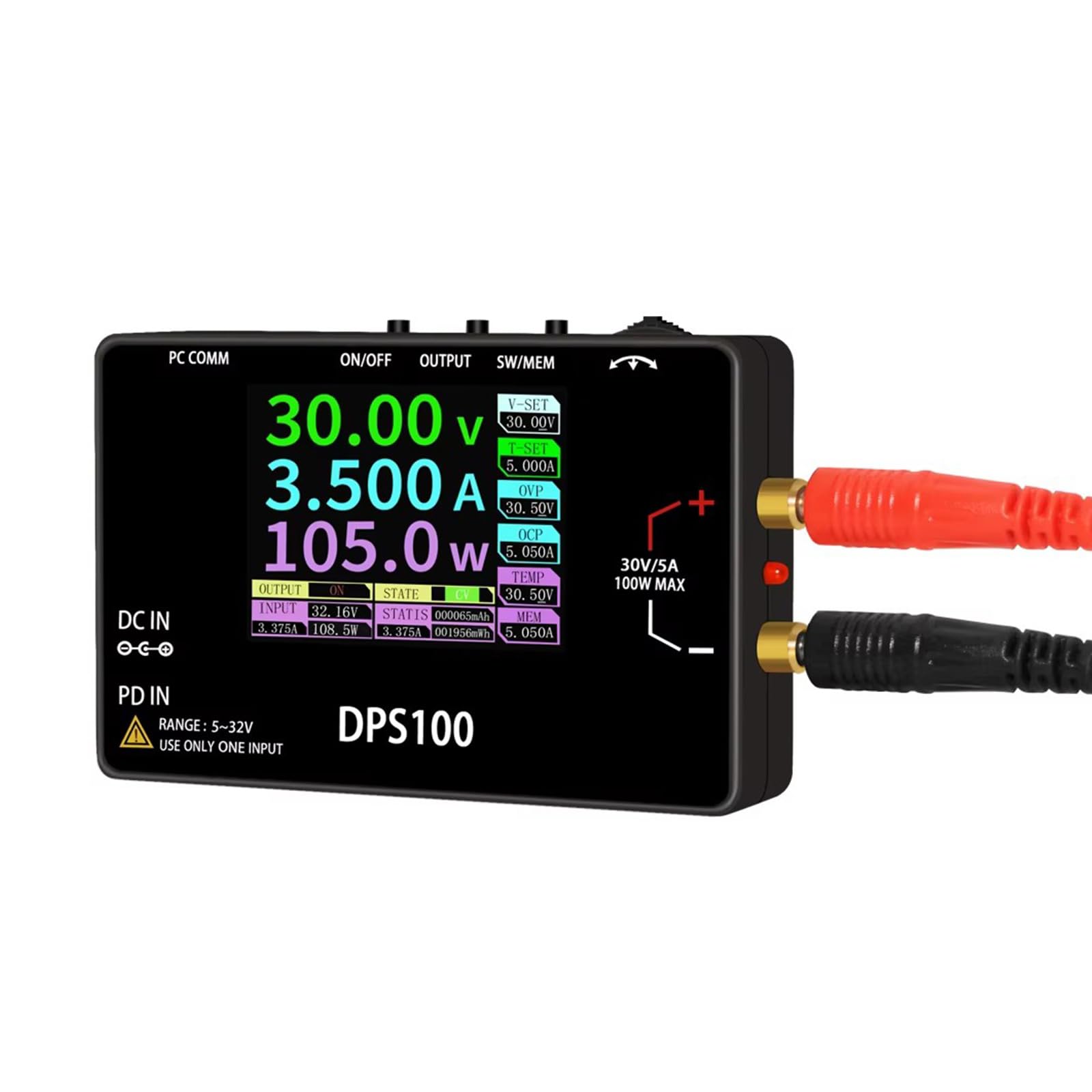 Fuente de alimentación conmutada Ajustable de precisión de 100 W con Pantalla LCD 30 V 5 A Regulador de Voltaje Ajustable de 100 W Fuente de alimentación Variable para electrónica