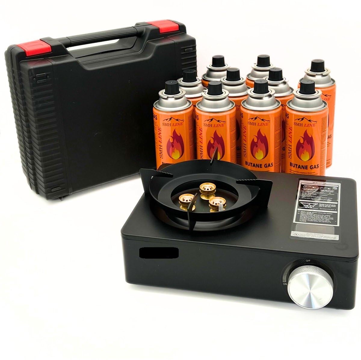 SMH LINE® Dubbele Camping kooktoestel - 2 Pits - 2x 2500W - Incl. 8x gasflessen