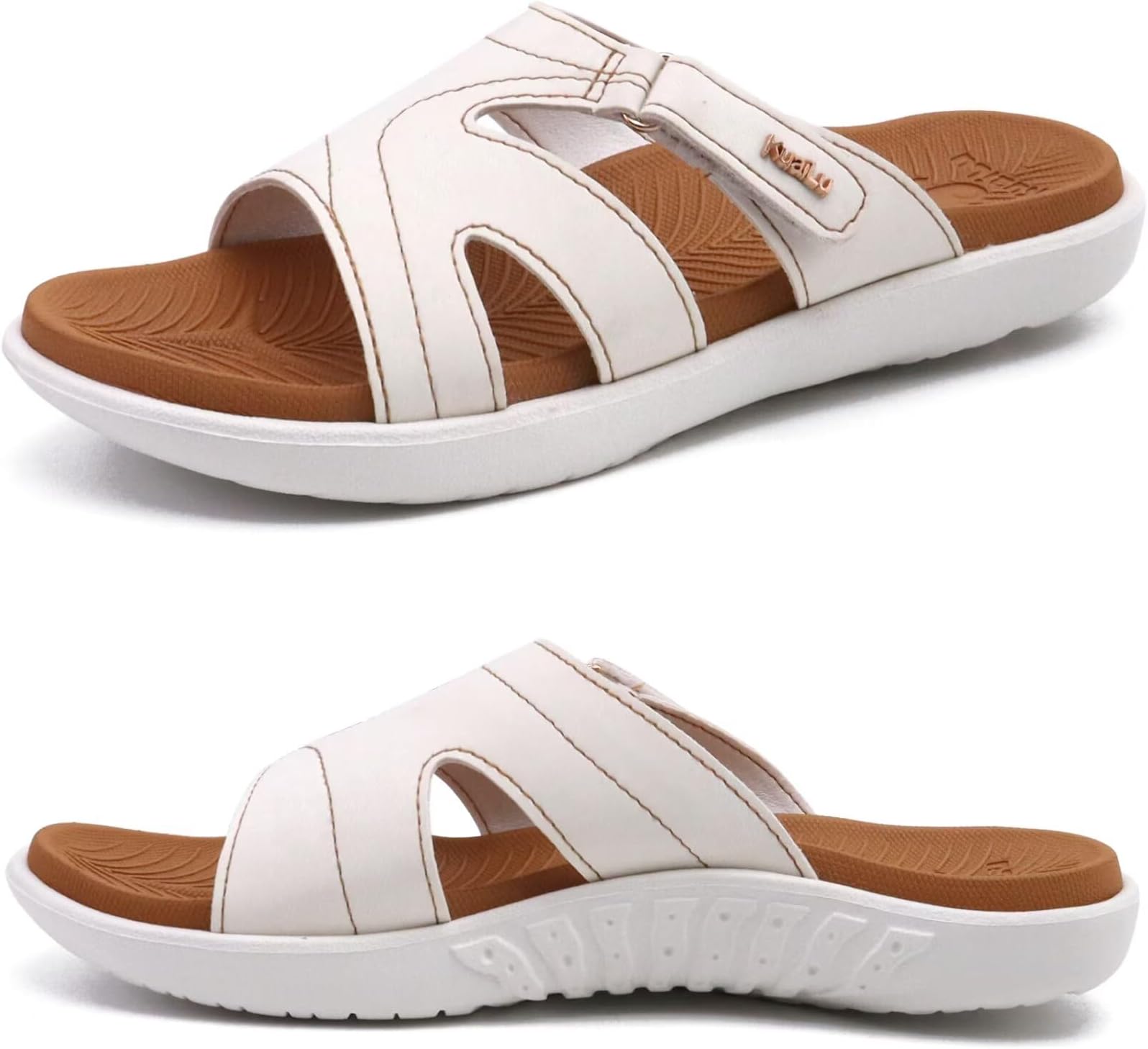 Womens Fashion Orthotic Slides Ladies Lightweight Athletic Yoga Mat Sandals Slip On Thick Cushion Slippers Sandals With Comfortable Plantar Fasciitis Arch Support