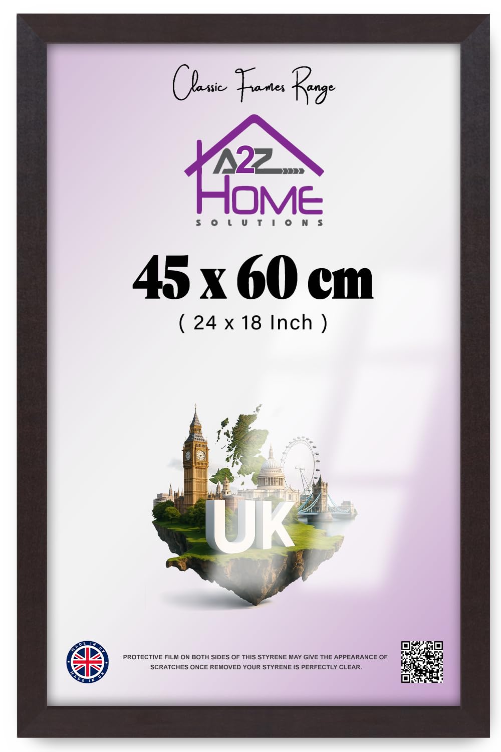 A2Z Home Solutions® Photo Poster Display Wall Hanging Mahogany Frame 45 x 60 cm For Print Picture With Clear Perspex 30x15mm Moulding Mounting Hooks MDF backboard