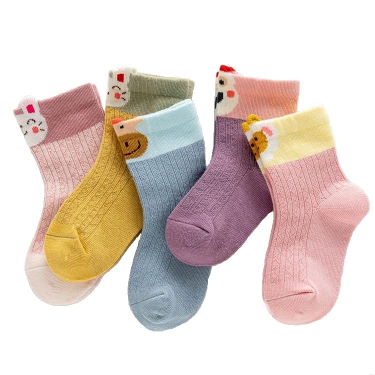 MagicPop Colourful Socks for kids, Ankle length/Crew, Cotton, 1 to 9 Years, Pack of 5, Designer socks, Gift for Girls & Boys