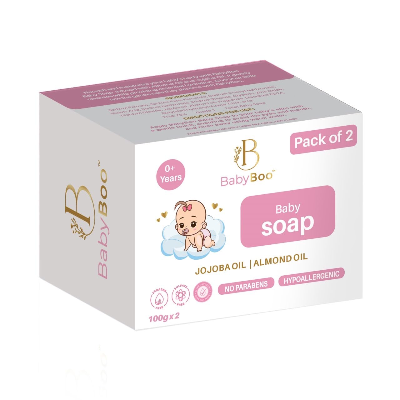 BabyBoo Baby Soap with Jojoba Oil & Almond Oil, 100g (Pack of 2)