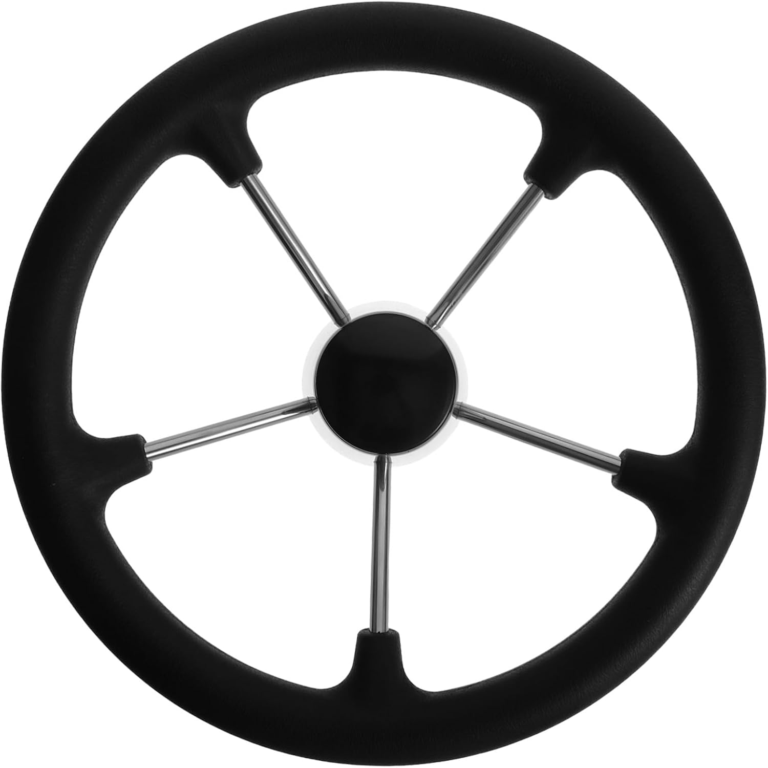 Stainless Steel Boat Steering Wheel for Bass Boats Pontoon Yachts Rvs Ergonomic Replacement Part with Enhanced Grip and Precision Control