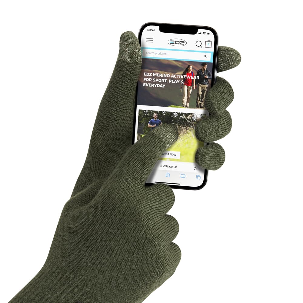 Edz Green Merino Wool Touchscreen Liner Gloves Xl