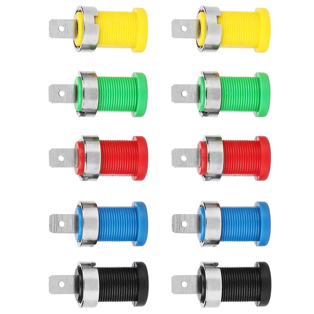 10x Bananenbuchse 4 Mm Laborbuchse – Lötanschluss, Farbig Isoliert, Einbaubuchse Mit Gewinde