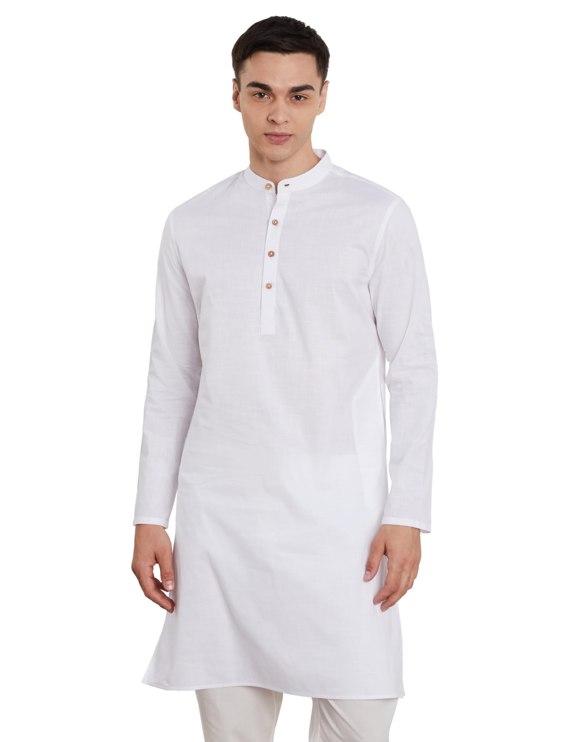 Men's Cotton Solid Long Kurta (Regular Fit)