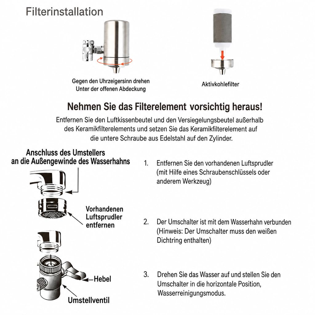 2 filtros de agua para grifo Economy directos en el grifo, acero inoxidable | Para grifo, diseño compacto, filtración directa, fácil montaje, juego de 2 unidades