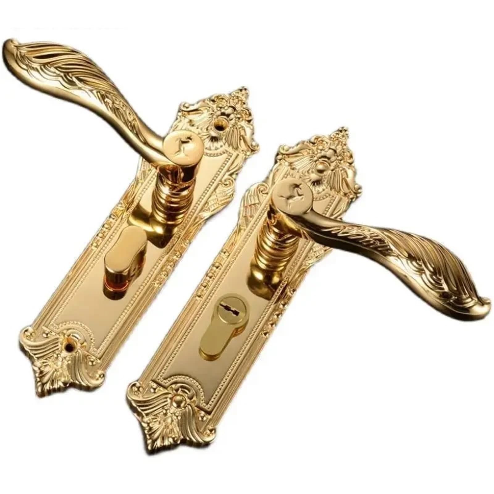 Sxolcoufoh 3_50Mm Zinc Alloy Double Open Silent Door Lock Simple Indoor Handle With Key 1Pcs