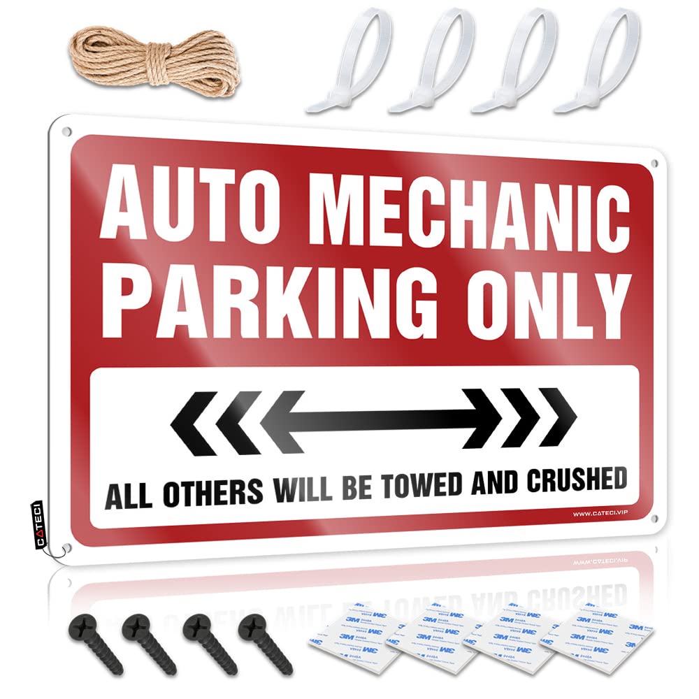KRAZMURONGD Cheers Tin Sign Auto Mechanic Parking Only Tin Sign Outdoor Bar Signs Tin Signs Camping Rules(30X40CM)