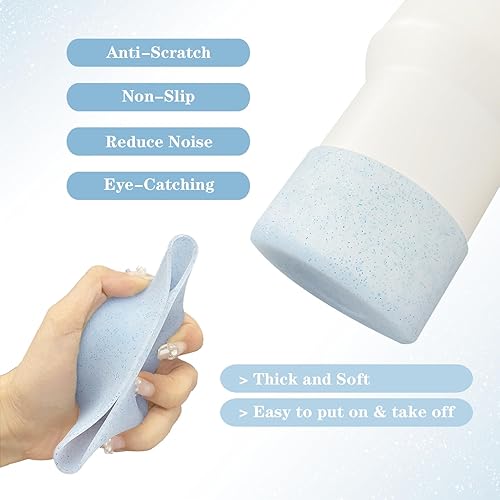 Miniatura 3 de WORBSS - Funda protectora de silicona con purpurina para vaso Stanley Cup H2.0 20 30 40 onzas y Hydro Flask de 18-24 onzas con 2.85-3.0 pulgadas,