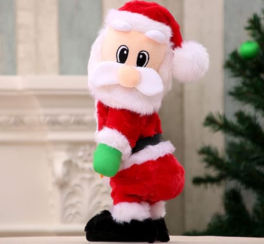 13in Twerking Santa Claus Animated Christmas Singing Santa Figure Soft Plush Stuffed Toy Doll Interactive Dancing Santa Claus Figurine Home Ornament Christmas Decorations Toys for Kids Birthday Gift - Red