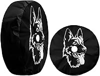 Vista 3 de Foruidea Cubierta de neumático de repuesto de pastor alemán negro con orificio de cámara de respaldo, cubierta de neumático para remolque, RV, SUV