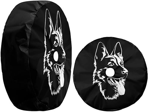 Miniatura 3 de Foruidea Cubierta de neumático de repuesto de pastor alemán negro con orificio de cámara de respaldo, cubierta de neumático para remolque, RV, SUV y