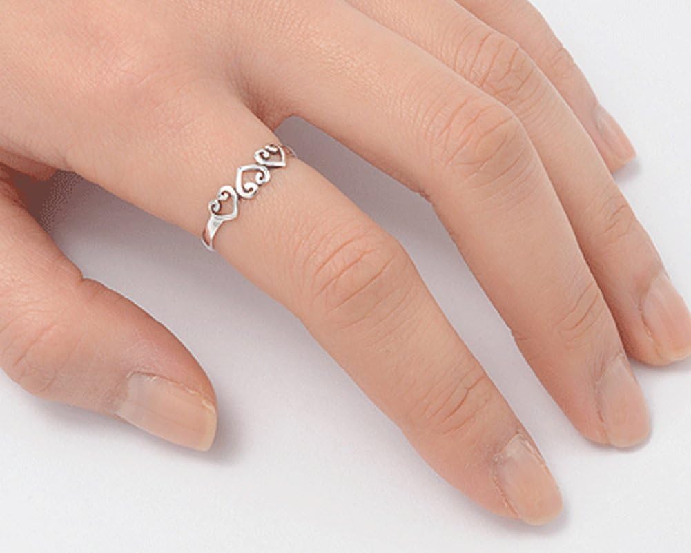 Sterling Silver Women's Love Heart Simple Ring Fashion 925 Band 4mm Sizes 3-10