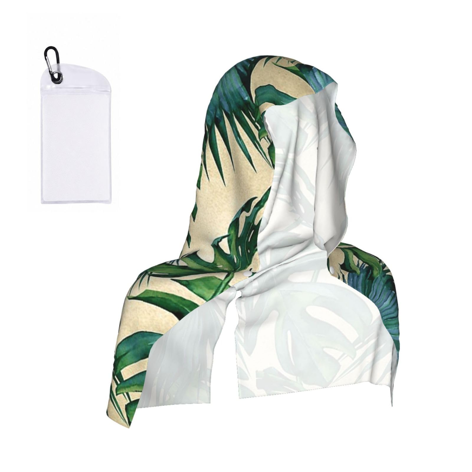 EZDLOWVBA Green Banana Leaves Print 2 Pack Cooling Hoodie Towels,Sports Headscarf, Neck Wrap Scarf,Breathable Cooling Towel For Neck And Face, Travel, Swimming, Training
