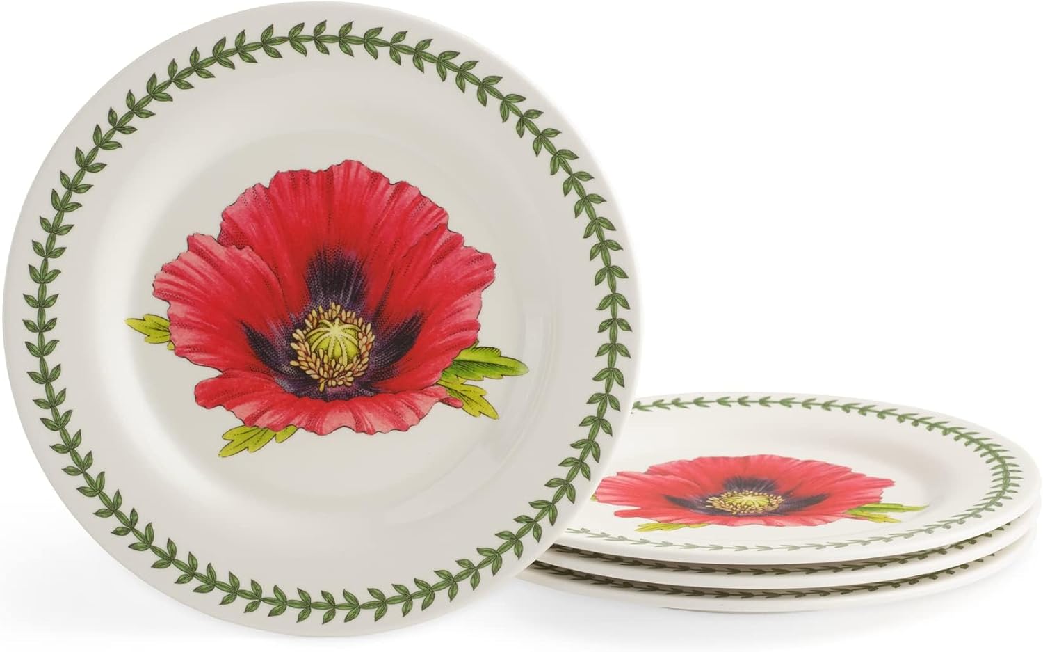 Portmeirion Botanic Garden 12-Piece Melamine Dinnerware Set (Set for 4) - Assorted Floral Motifs, BPA-Free, Shatterproof, Dishwasher Safe, Farmhouse Dinnerware for Indoor & Outdoor Use