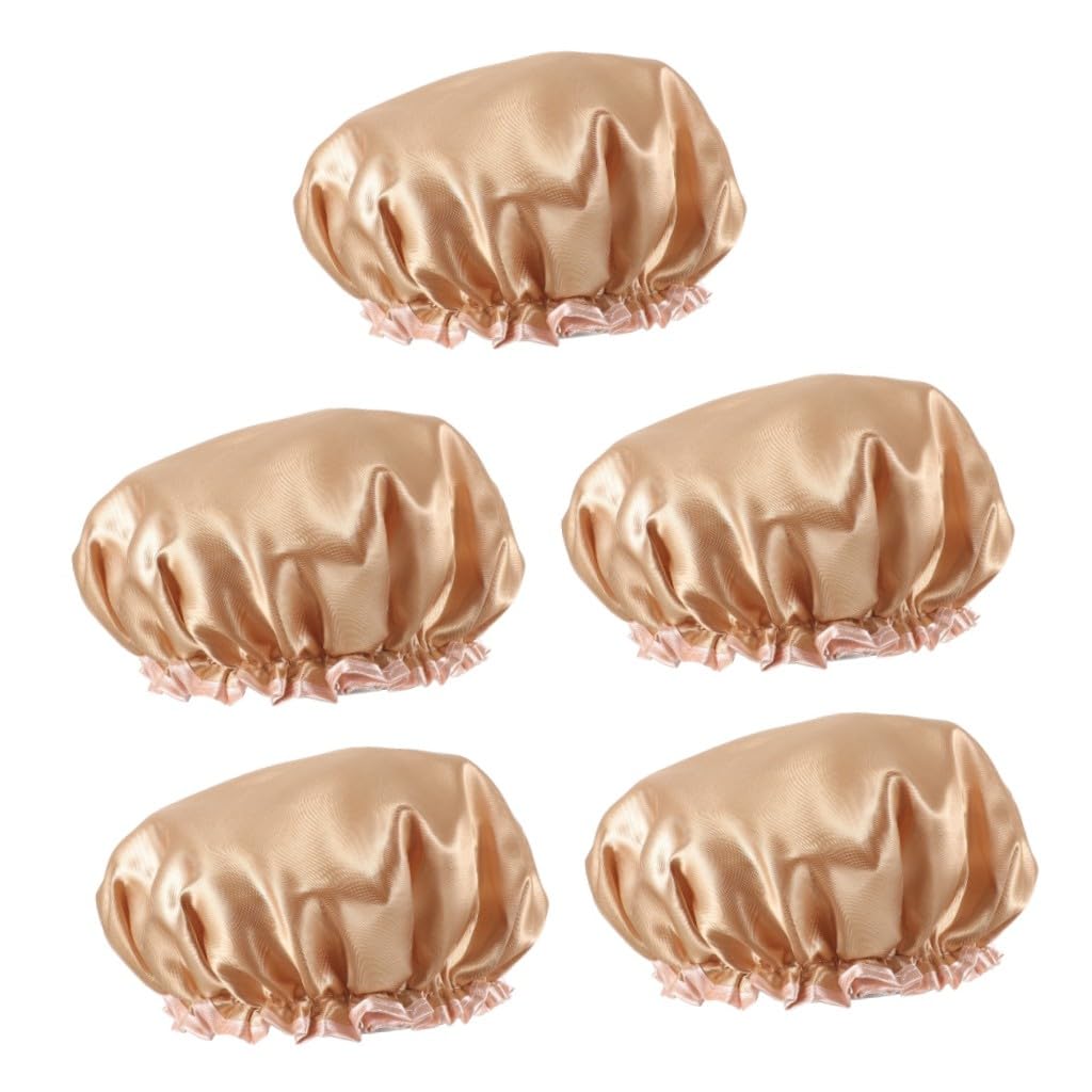 FRCOLOR 5piezas Gorro De Elástico Para Mujer Capucha De Baño Reutilizable Doble y Sauna Para Cabello y Rizado