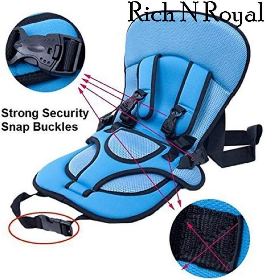 Gabru Rich N Royal Adjustable Car Cushion Seat with Safety Belt for Baby (Multicolour, 10 x 10 x 5 cm)