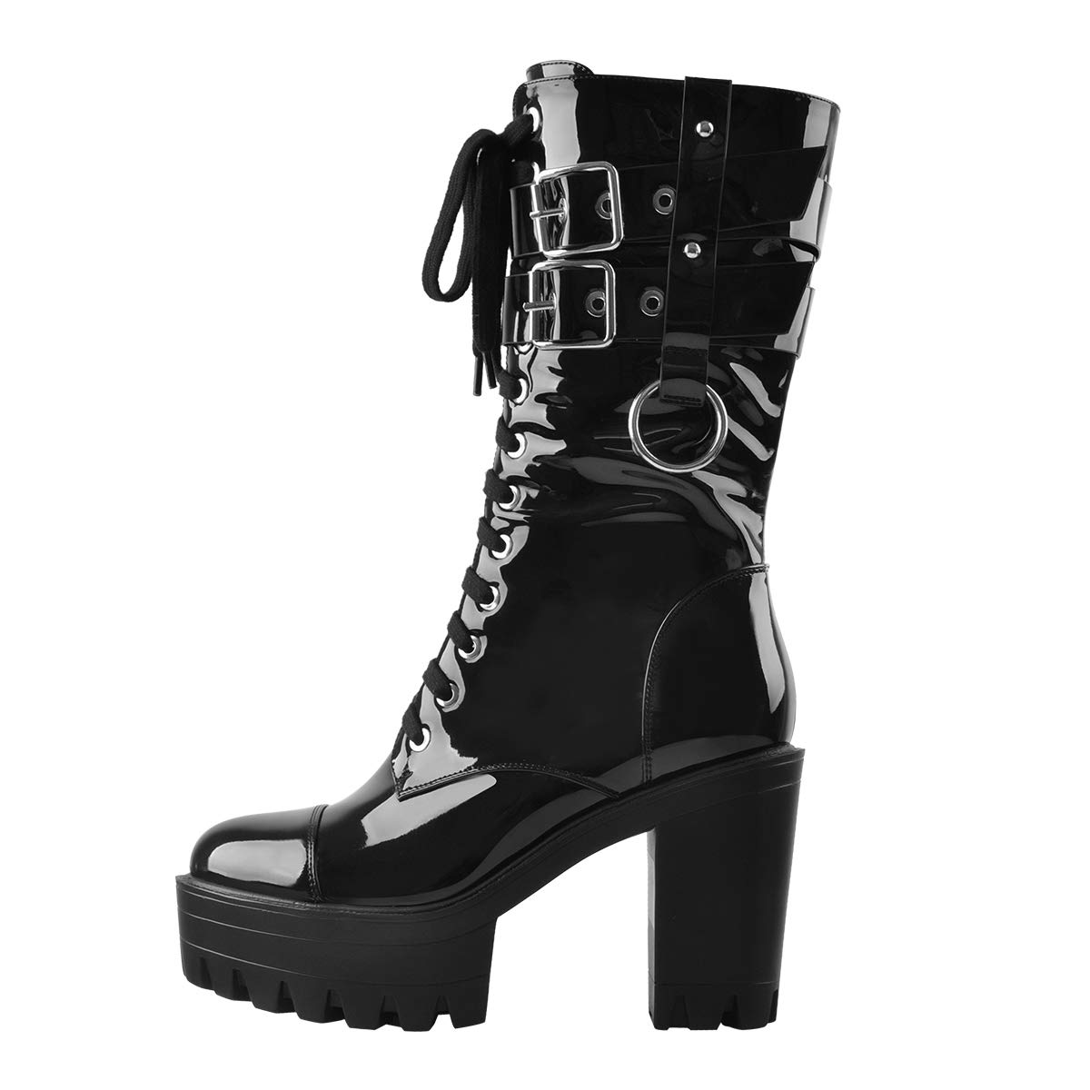 Only maker Damen Plateau Stiefeletten Schnürboots Blockabsatz