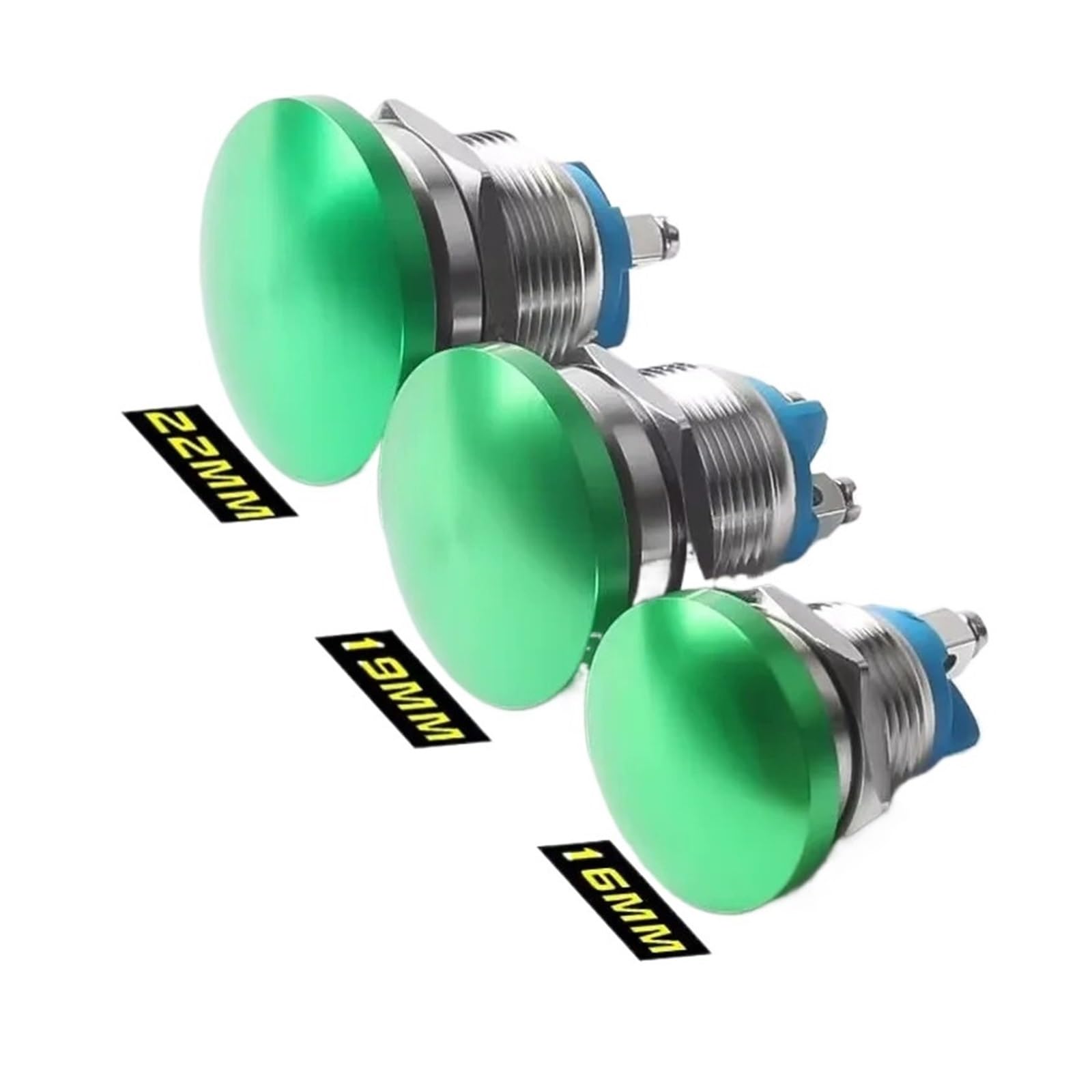 KFGWOPOYVY 16mm/19mm/22mm,Panel Metal Switch With Screw,No Welding Big Head Momentary Not Fixed Push Button Auto Reset,200V 2A 1NO(G,16mm)