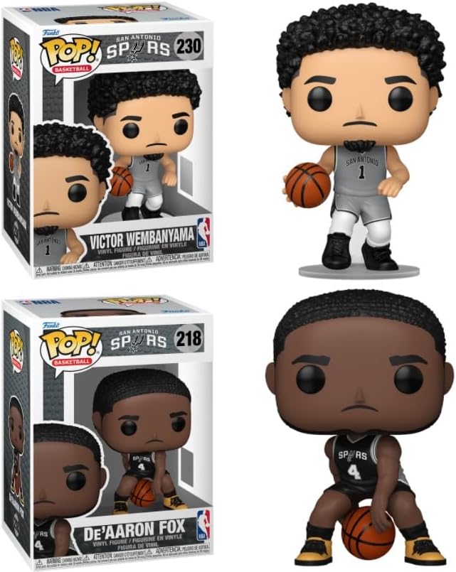 Funko Pop! NBA San Antonio Spurs Victor Wembanyama #230 and De'Aaron Fox #218 Vinyl Figures, Set of 2