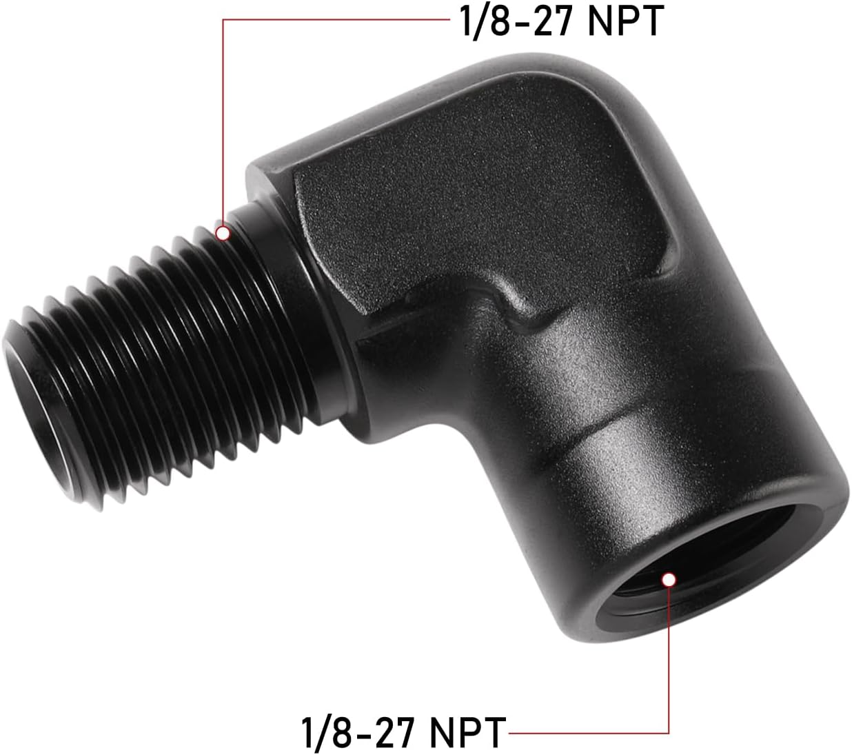 1/8 NPT Female to 1/8 NPT Male 90 Degree Fitting Adapter Coupler Union Aluminum Black