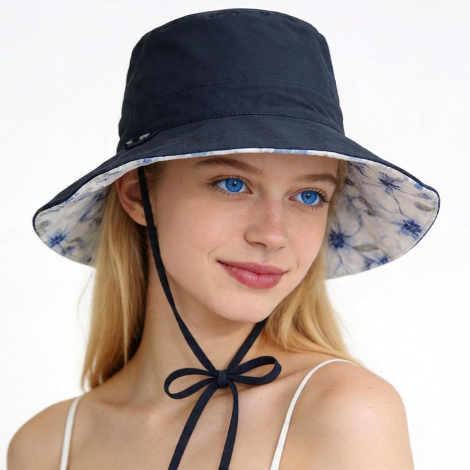 Reversible Floral Pattern Bucket Sun Hats for Women- UPF50+ UV Protection, Foldable Brim, Floppy Beach Hat for Hiking